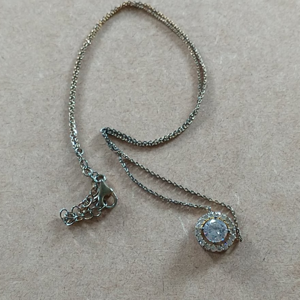 CZ sterling necklace with round charm